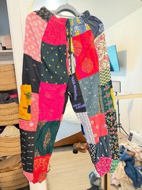 Patchwork Drawstring women’s Pants in Multi-Color